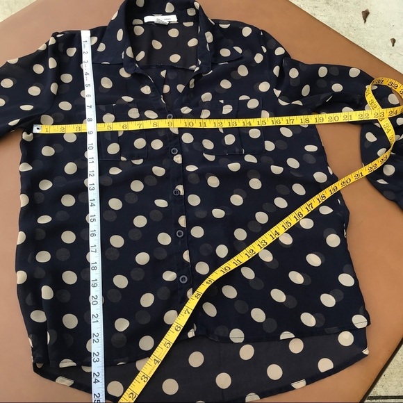 Navy Polka Dot Blouse Sheer by Sans Souci - Picture 5 of 6